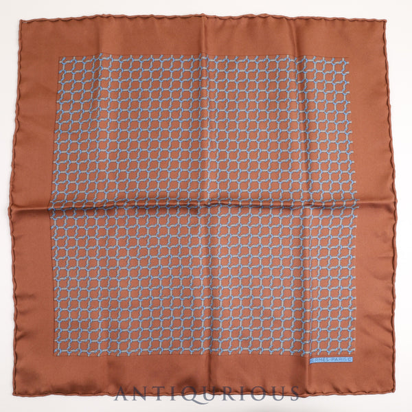 エルメス スカーフ カレ45 ブラウン ホースシュー SILK 100%