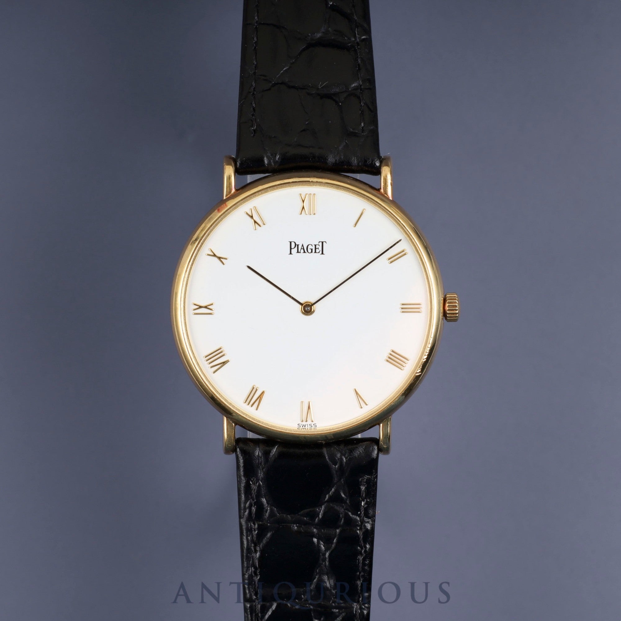 ピアジェ ラウンド 9035N 手巻き Cal.9P2 750 革 純正尾錠（GP） ホワイト文字盤 32mm 保証書 オーバーホール済み