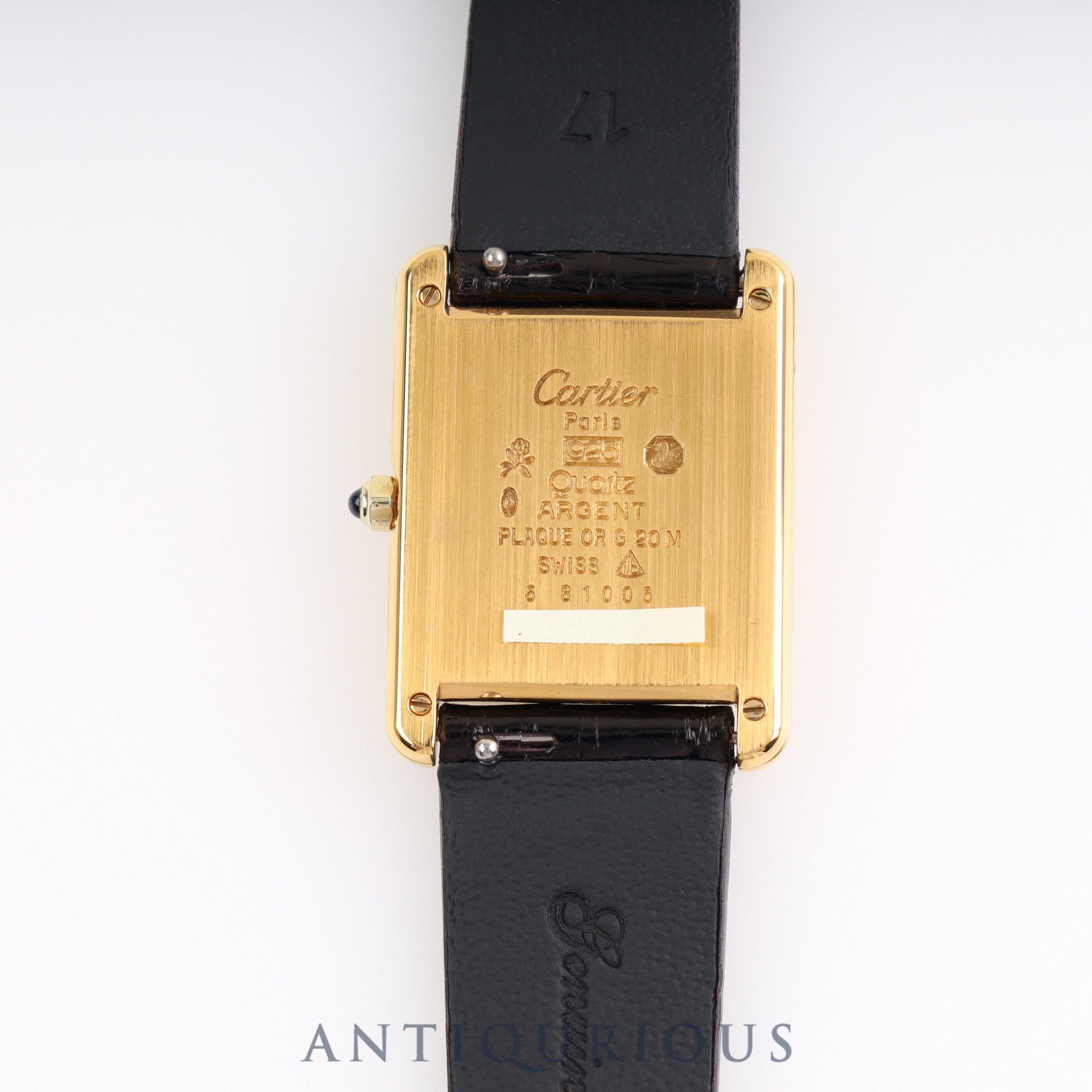 CARTIER Must Tank LM QZ 681006 SV925 Leather Genuine Buckle (GP) Champagne Dial