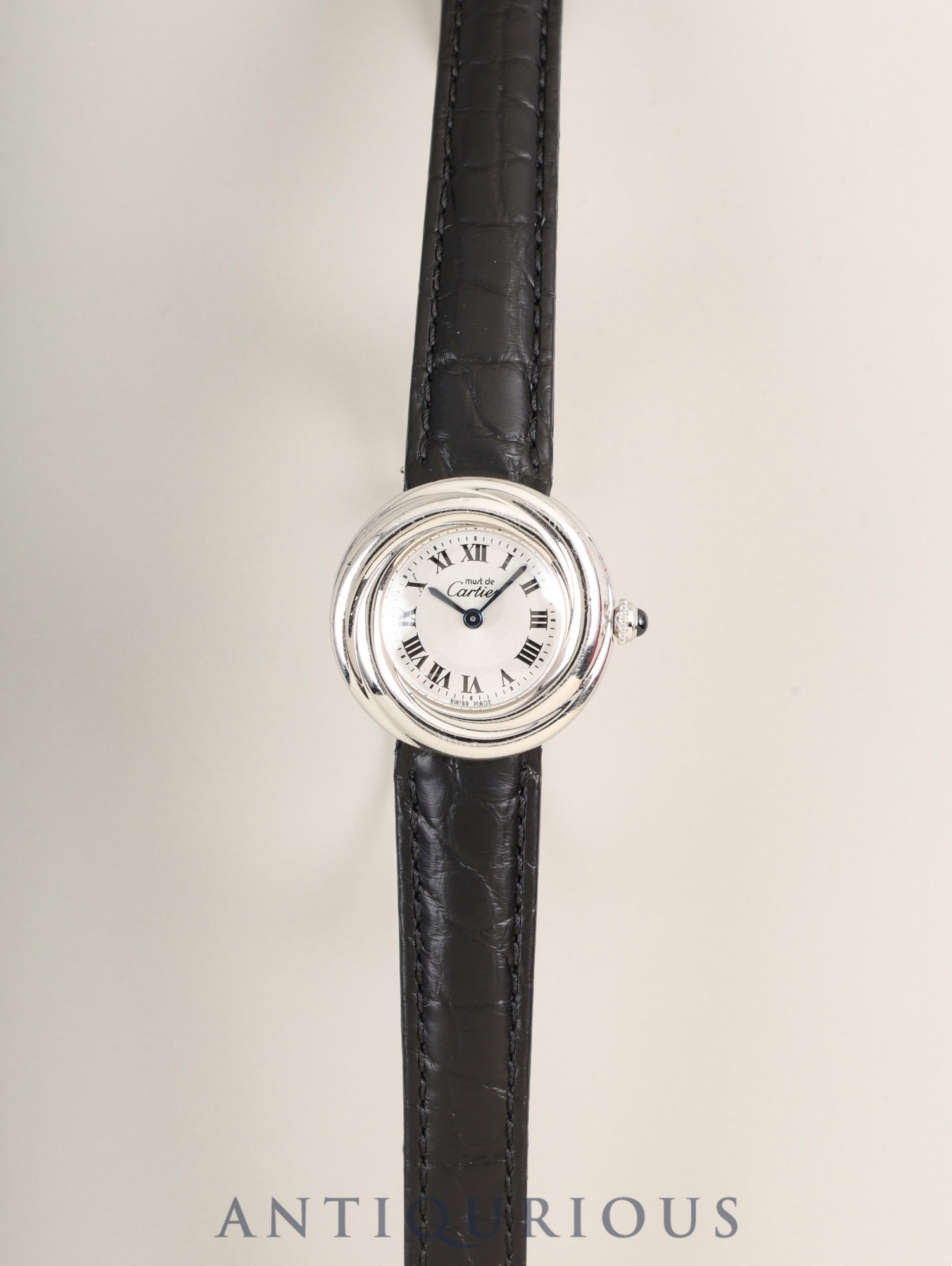 カルティエ マストトリニティ W1014945 / 2439 クォーツ Cal.057 SV925 革 純正Dバックル（SS） シルバーローマン文字盤 箱 オーバーホール済み