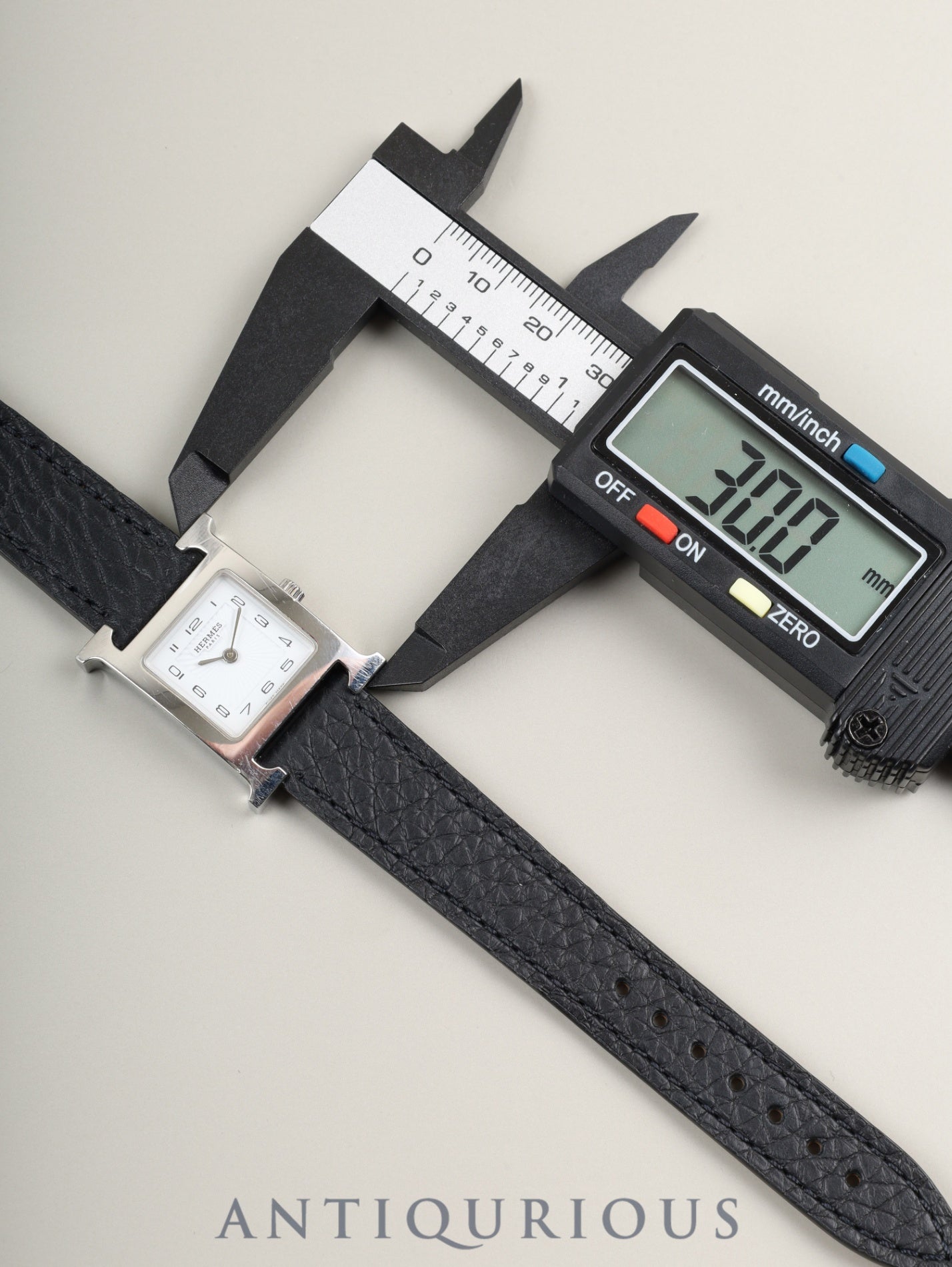 エルメス Hウォッチ HH1.210 クォーツ SS 革 純正尾錠（SS） ホワイト文字盤 純正革ベルト（□P刻印：2012年） オーバーホール済み