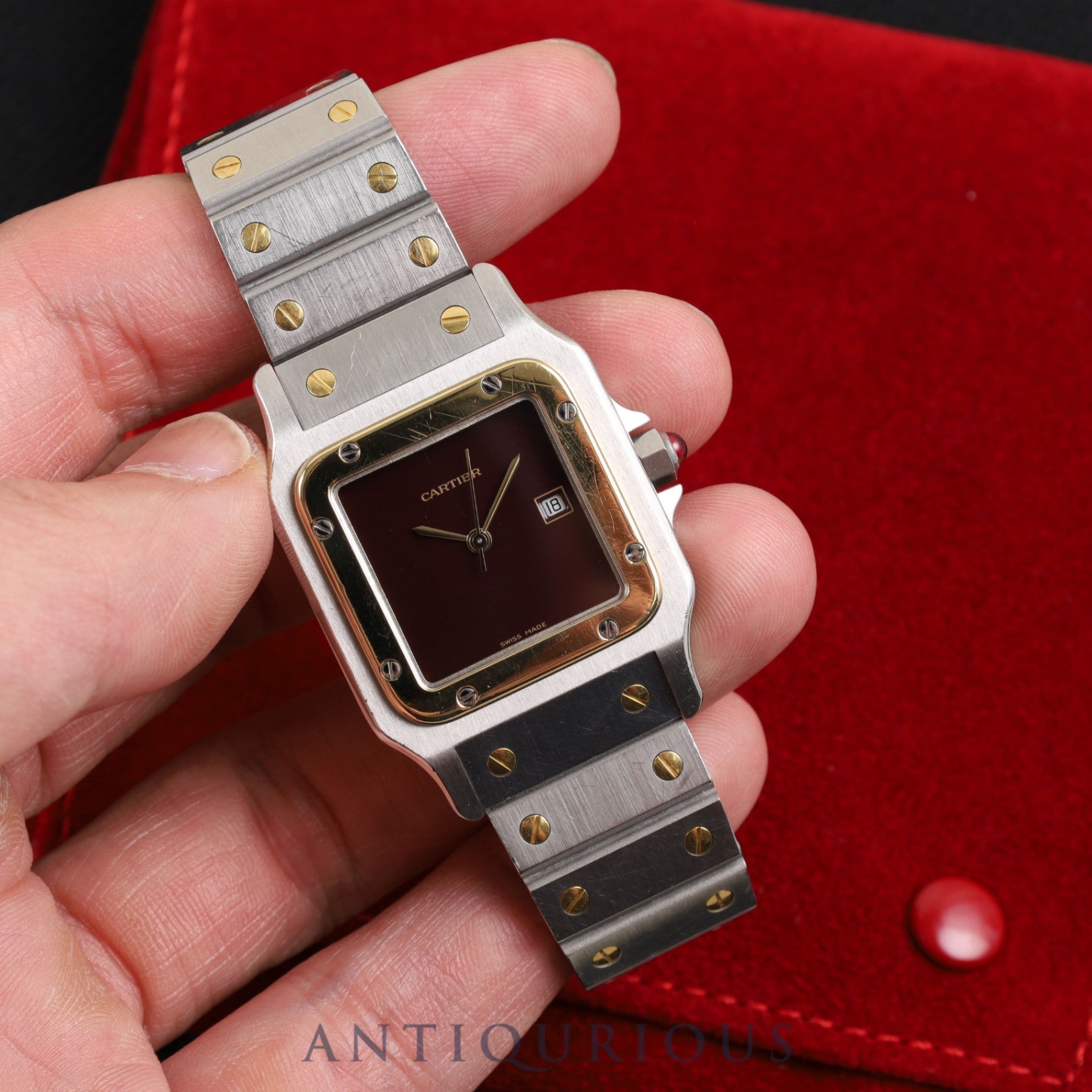 CARTIER SANTOS GALBEE LM 45168381 Automatic SS/YG SS/YG Bordeaux dial Cartier boutique complete service (full maintenance) completed