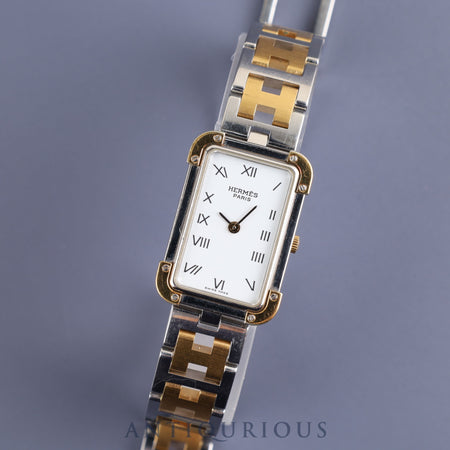 Hermes Cloajour 75.03 Quartz Cal.976.001 SS/GP White Roman Dial Overhauled