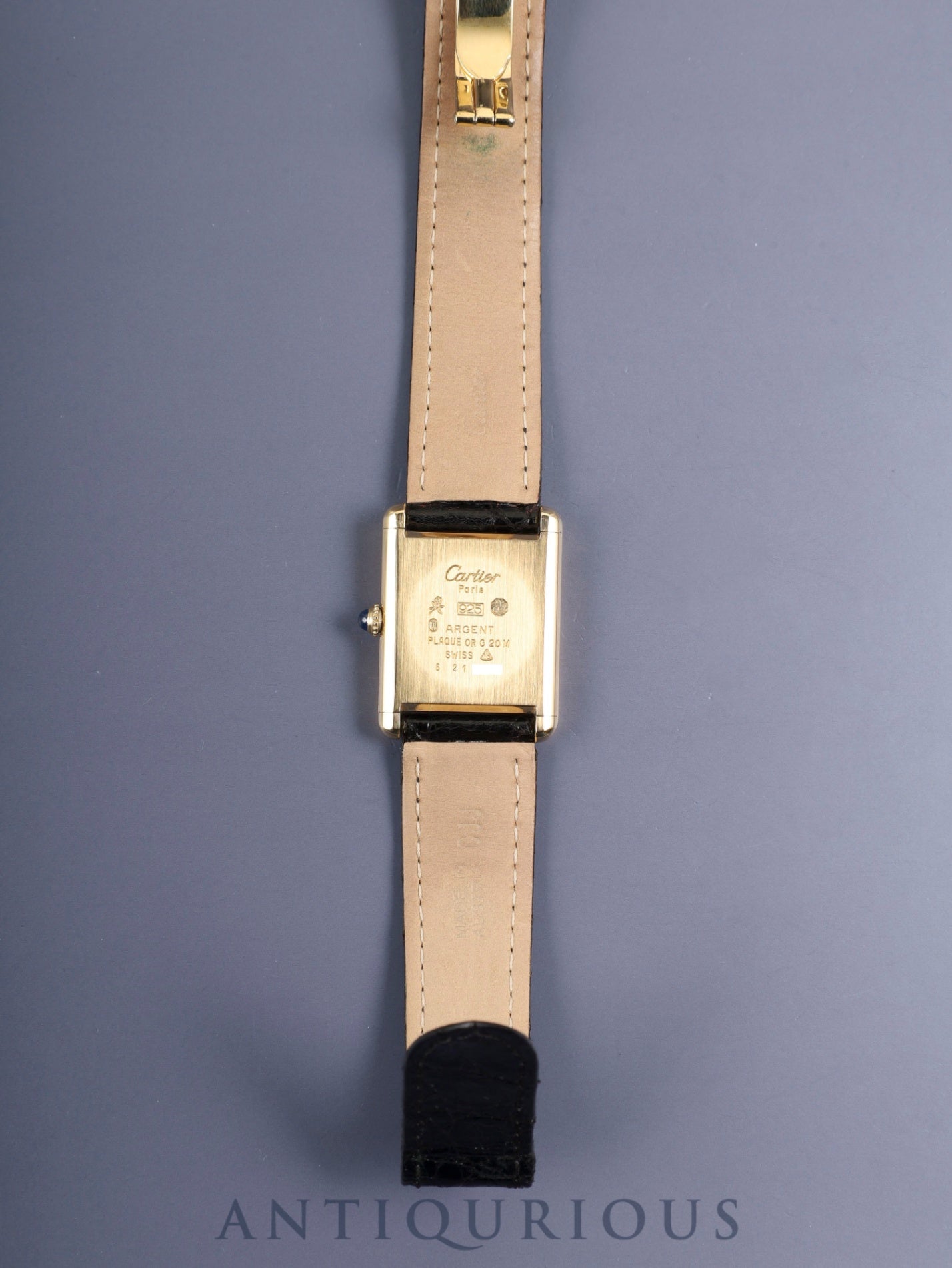 Cartier Must Tank LM 81974913 Manual Winding Cal.78-1 SV925 Original Leather Strap Original D-Buckle (GP) Black Roman Dial (SWISS marking) Overhauled