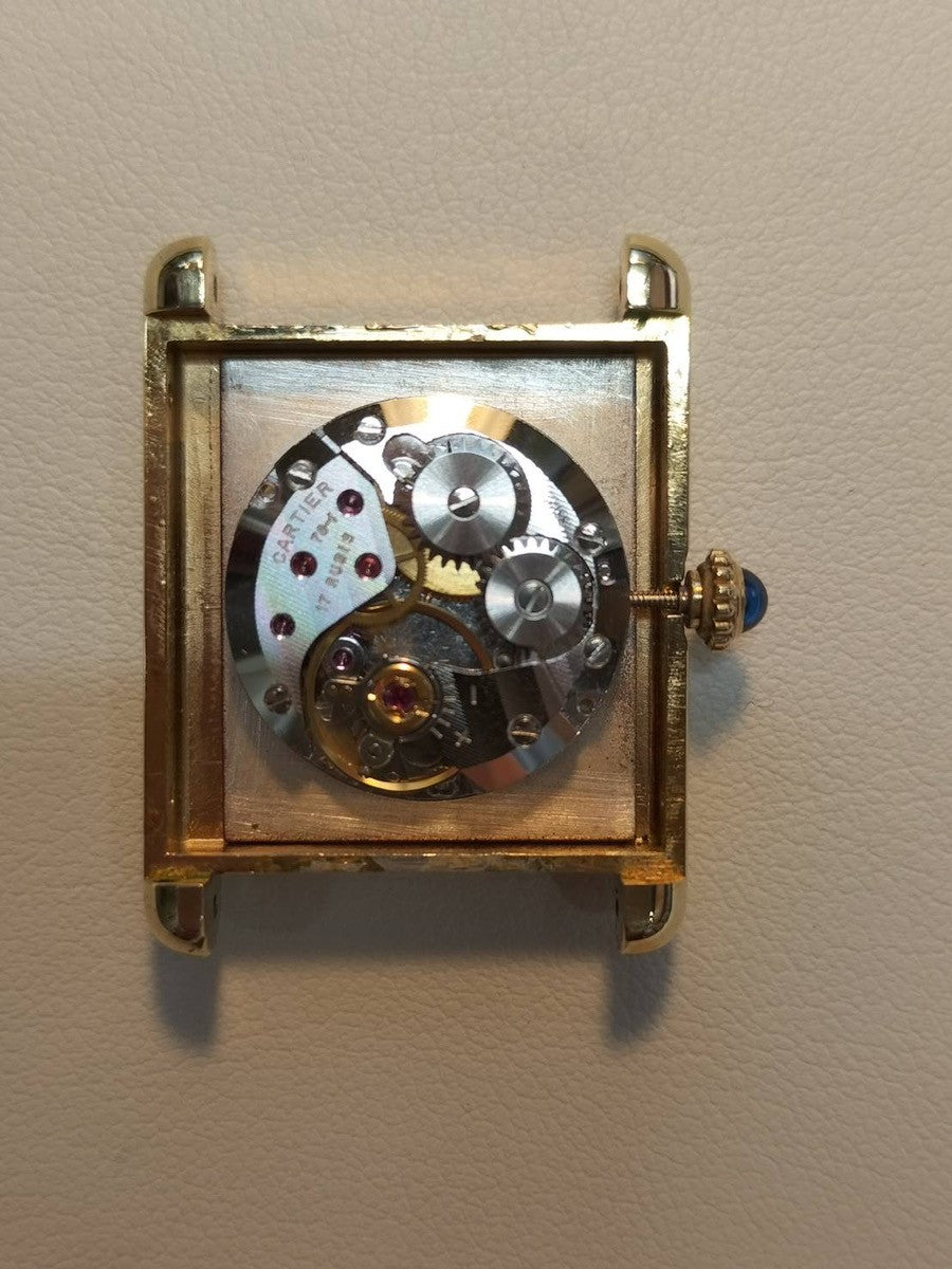 カルティエ マストタンク LM 手巻き Cal.78-1 SV925 革 純正尾錠（GP）ボルドー文字盤 ガーネットダイアル オーバーホール済み