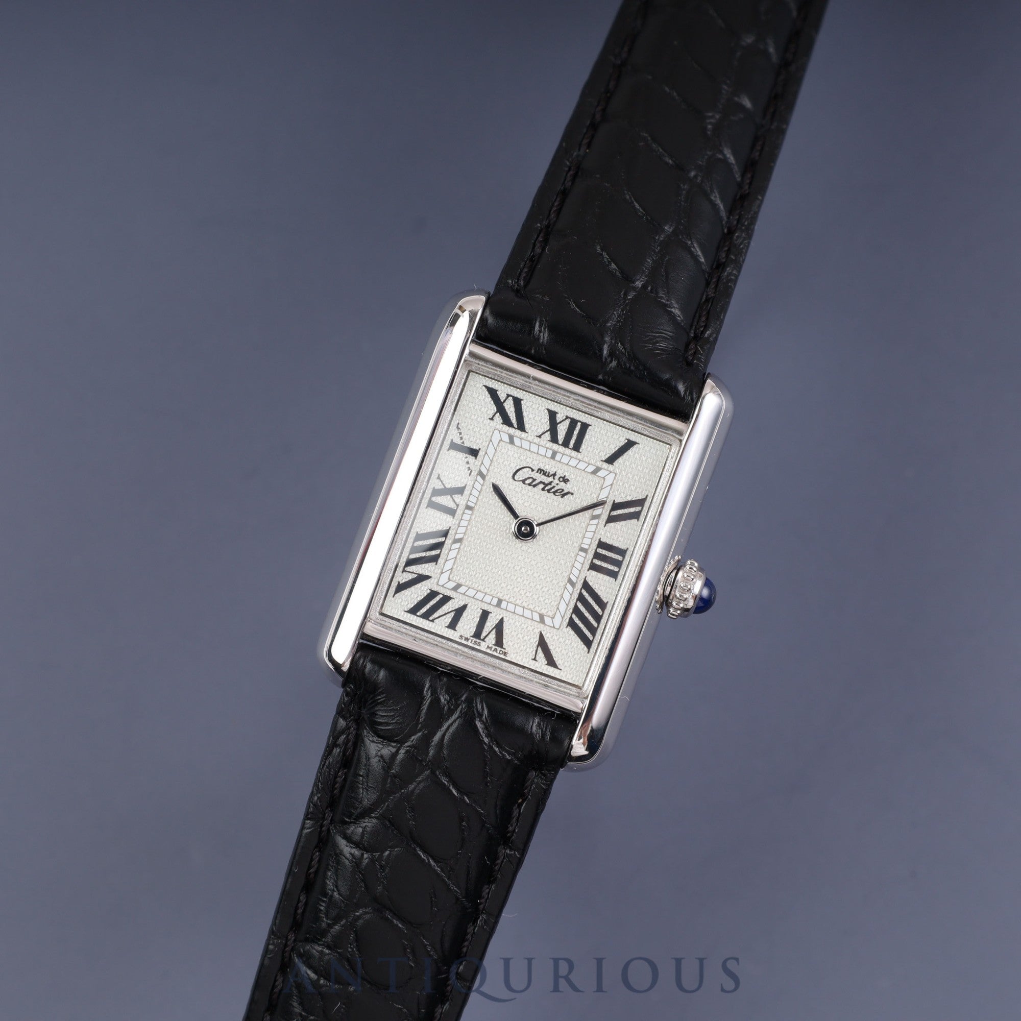CARTIER Must Tank MM QZ W1016230 SV925 Leather Genuine D-buckle Silver Roman dial New finish Battery replaced