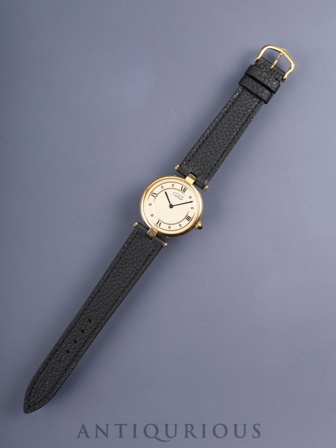 カルティエ マスト ヴァンドーム VLC LM W1001953 / 590003 クォーツ SV925 革 純正尾錠（GP）アイボリー4点ローマン文字盤 カルティエブティックにてコンプリートサービス（フルメンテナンス）済み