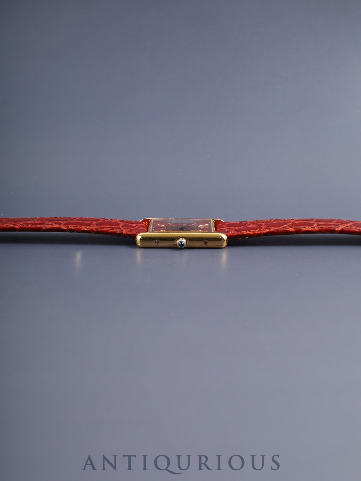 Cartier Must Tank LM 3919423 / 6 81006 Quartz Cal.81 SV925 Leather Genuine Pin Buckle (GP) Garnet Cloisonné Dial (SWISS) Warranty (1989) Booklet Overhauled Polished