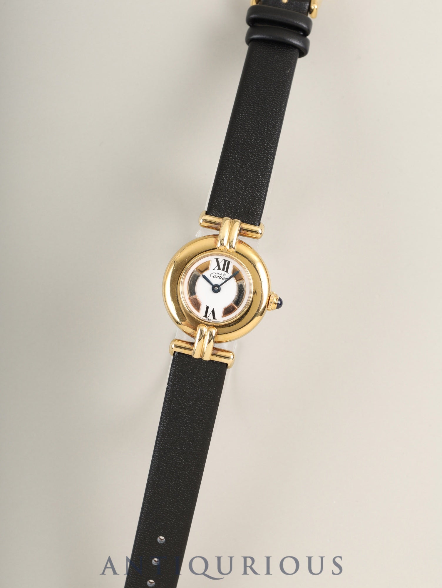 Cartier Must Colisee W1006654 / 590002 Quartz Caliber 90 SV925 Leather Genuine Pin Buckle (GP) Side Trinity Dial Box Booklet Warranty (1994) Overhauled