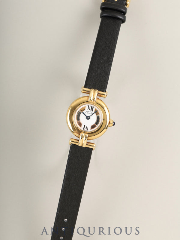 カルティエ マストコリゼ W1006654 / 590002 クォーツ Cal.90 SV925 革 純正ピンバックル（GP） サイドトリニティ文字盤 箱 冊子 保証書（1994年）オーバーホール済み