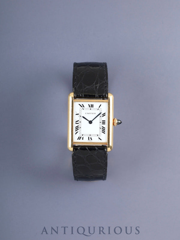 カルティエ タンクルイカルティエ LM 78086 手巻き Cal.2512-1 750YG 純正革ベルト  純正Dバックル（18K）  ホワイトローマン文字盤（PARIS表記） オーバーホール済み