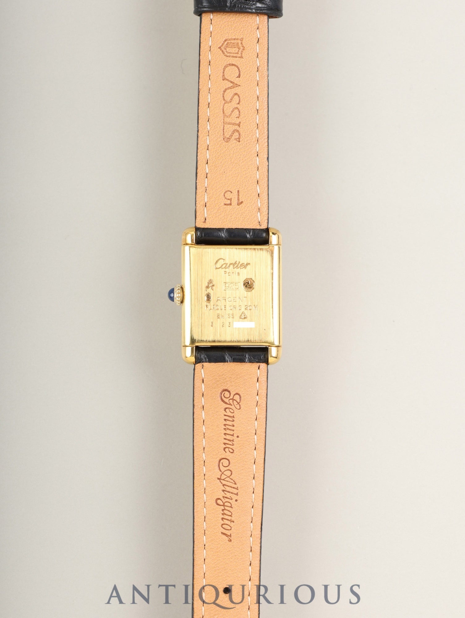 カルティエ マストタンク SM 手巻き Cal.ETA2512 SV925 革 純正尾錠（GP）アイボリーローマン文字盤（SWISS表記）オーバーホール済み