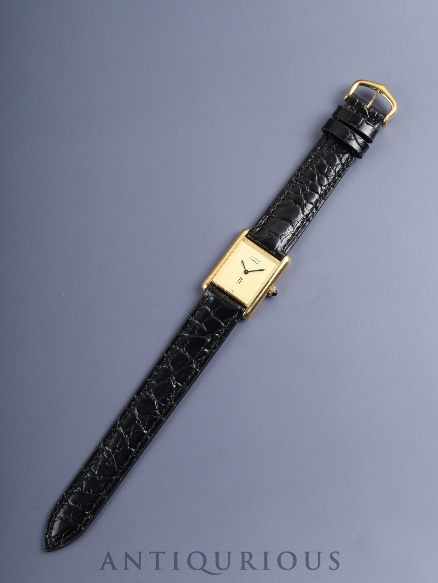 カルティエ マストタンク LM 手巻き Cal.78-1 SV925 革 純正ピンバックル（GP）アイボリー文字盤（SWISS表記）オーバーホール済み 新品仕上げ済み