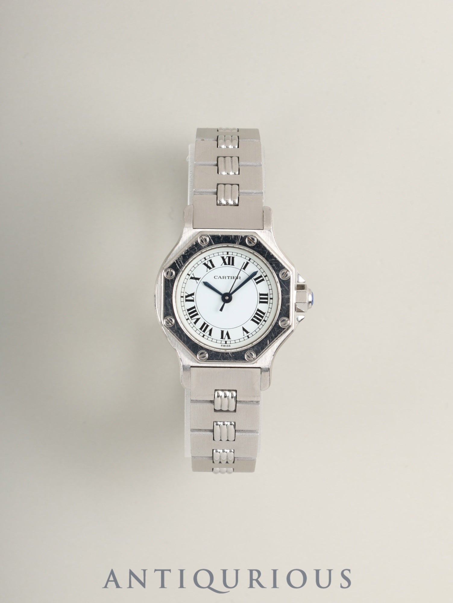 カルティエ サントス オクタゴン SM 0906 自動巻き Cal.2671 SS SS（ゴドロン）ホワイトローマン文字盤 オーバーホール済み