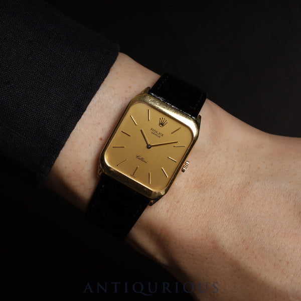 ロレックス チェリーニ 4135 手巻き Cal.1601 750YG 革 純正尾錠（GP） ゴールド文字盤 43番（1975年）オーバーホール済み