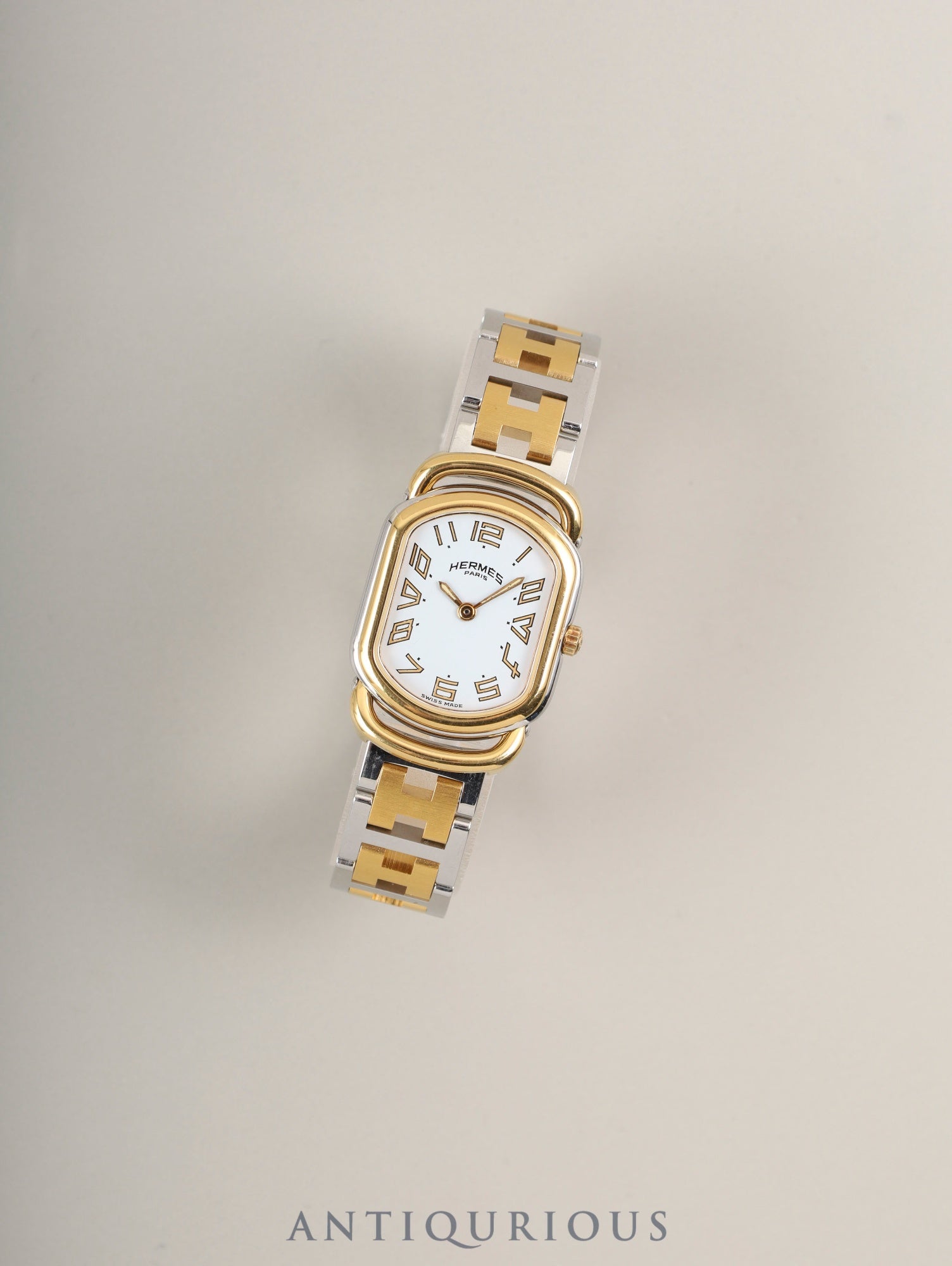 エルメス ラリー クォーツ 77.03 Cal.976.001 SS/GP SS/GP ホワイト文字盤 ケース オーバーホール済み