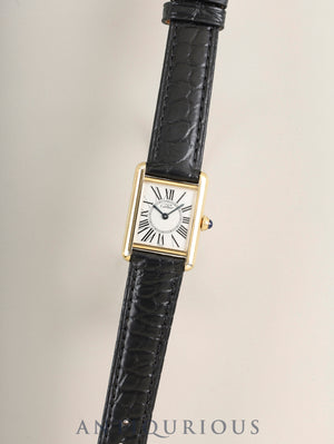 Cartier Must Tank SM W1005554 / 5057001 Quartz Cal.057 SV925 Leather Genuine Pin Buckle (GP) Opaline Dial (SWISS marking) Overhauled