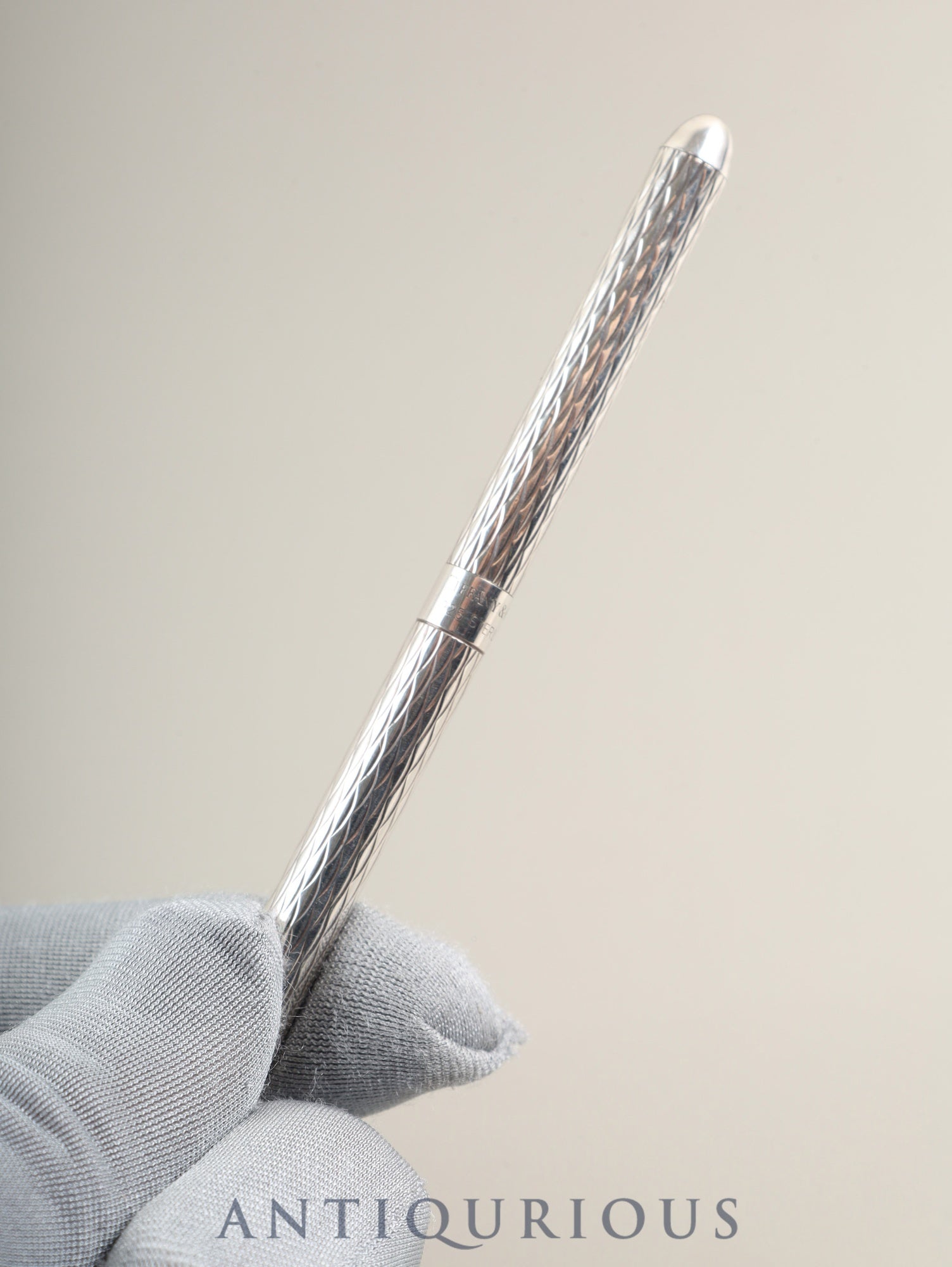 ティファニー ボールペン スターリングシルバー ツイスト式 ドイツ製 ウェーブ カービング 保存袋 ※新品社外インク（ブラック）に交換済み