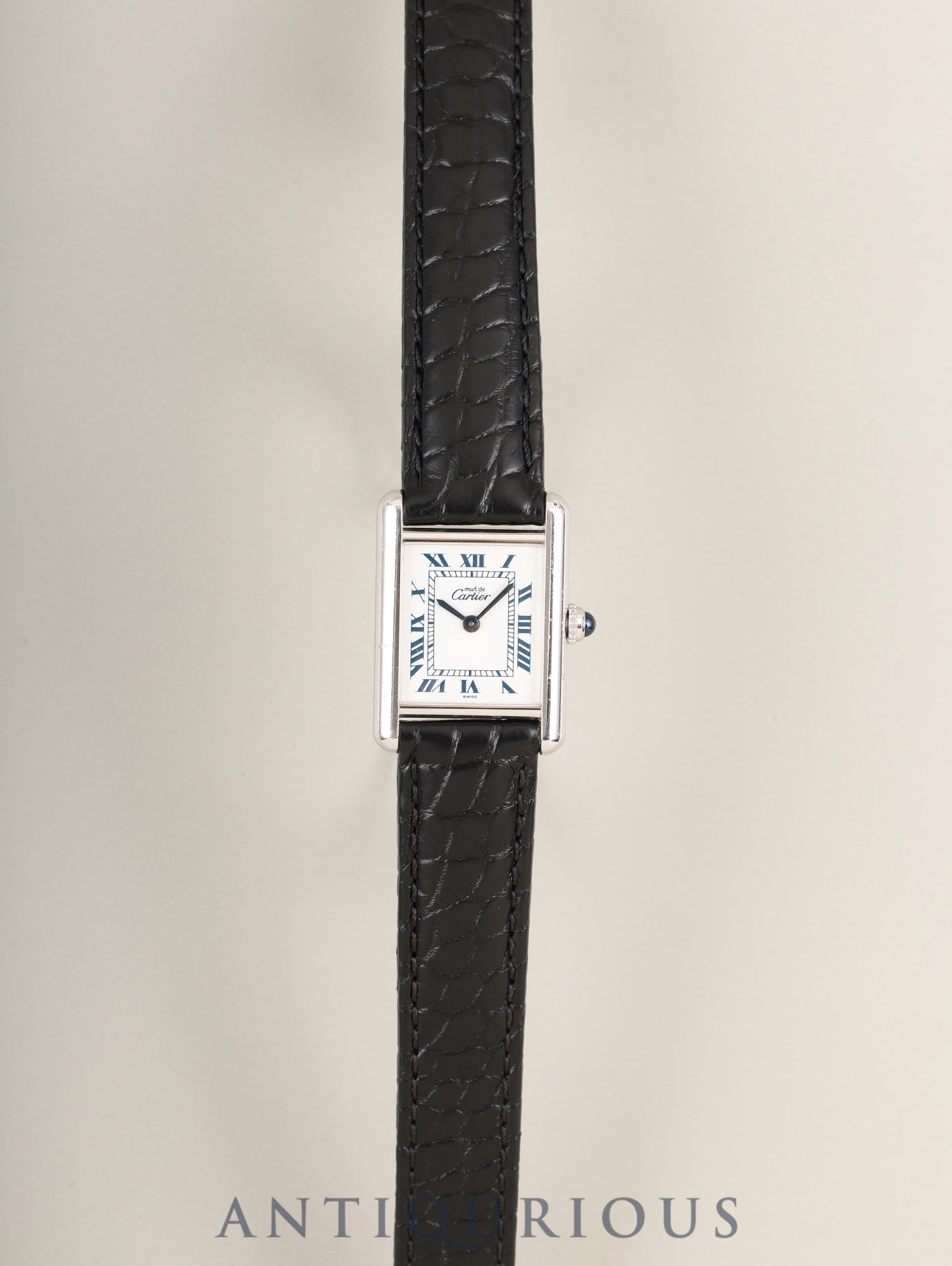 Cartier Must Tank SM 1614 Quartz Cal.057 SV925 Leather Genuine D-Buckle (SS) White Roman Dial (SWISS marking) Box, Manuals, Warranty Card (1996) Overhauled