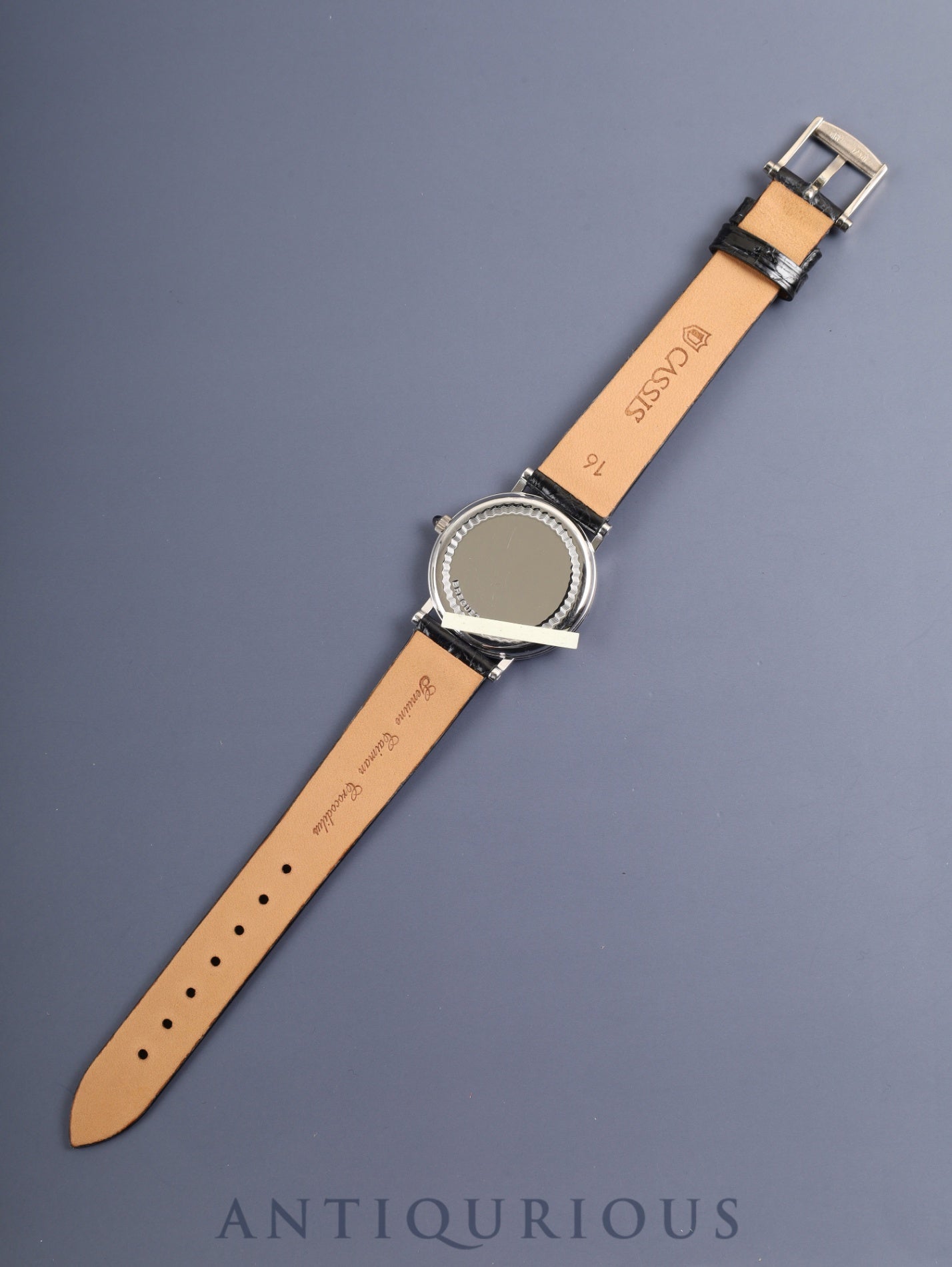 Breguet Crackle Moonphase 3280BB, manual winding, Cal. 818/4, 750WG, leather strap, original pin buckle (750WG), silver Roman numeral dial, box, recently overhauled.