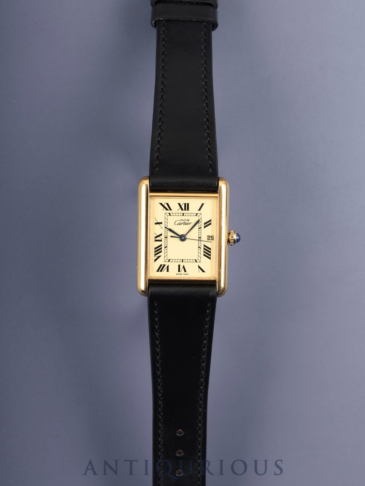 カルティエ マストタンク GM（XL） W1017454/2413 クォーツ Cal.687 SV925 革 純正Dバックル（GP）アイボリーローマン文字盤 オーバーホール済み
