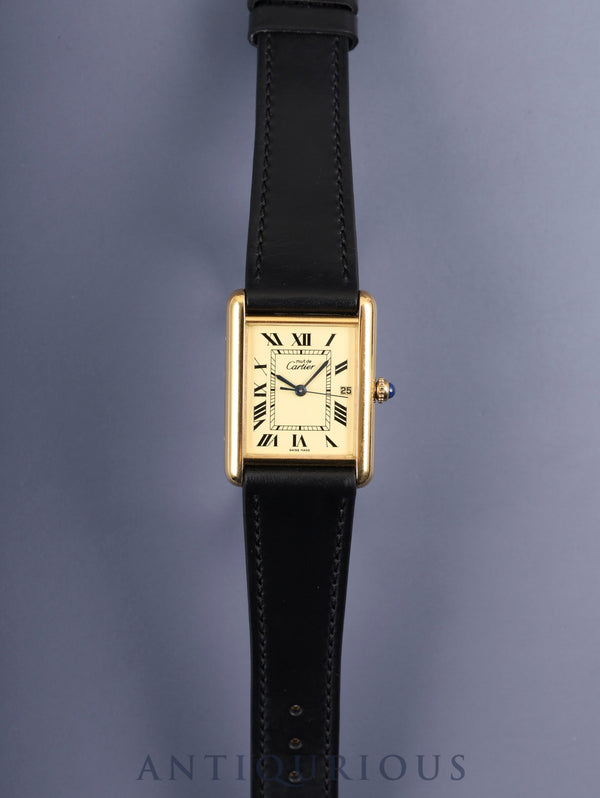 カルティエ マストタンク GM（XL） W1017454/2413 クォーツ Cal.687 SV925 革 純正Dバックル（GP）アイボリーローマン文字盤 オーバーホール済み
