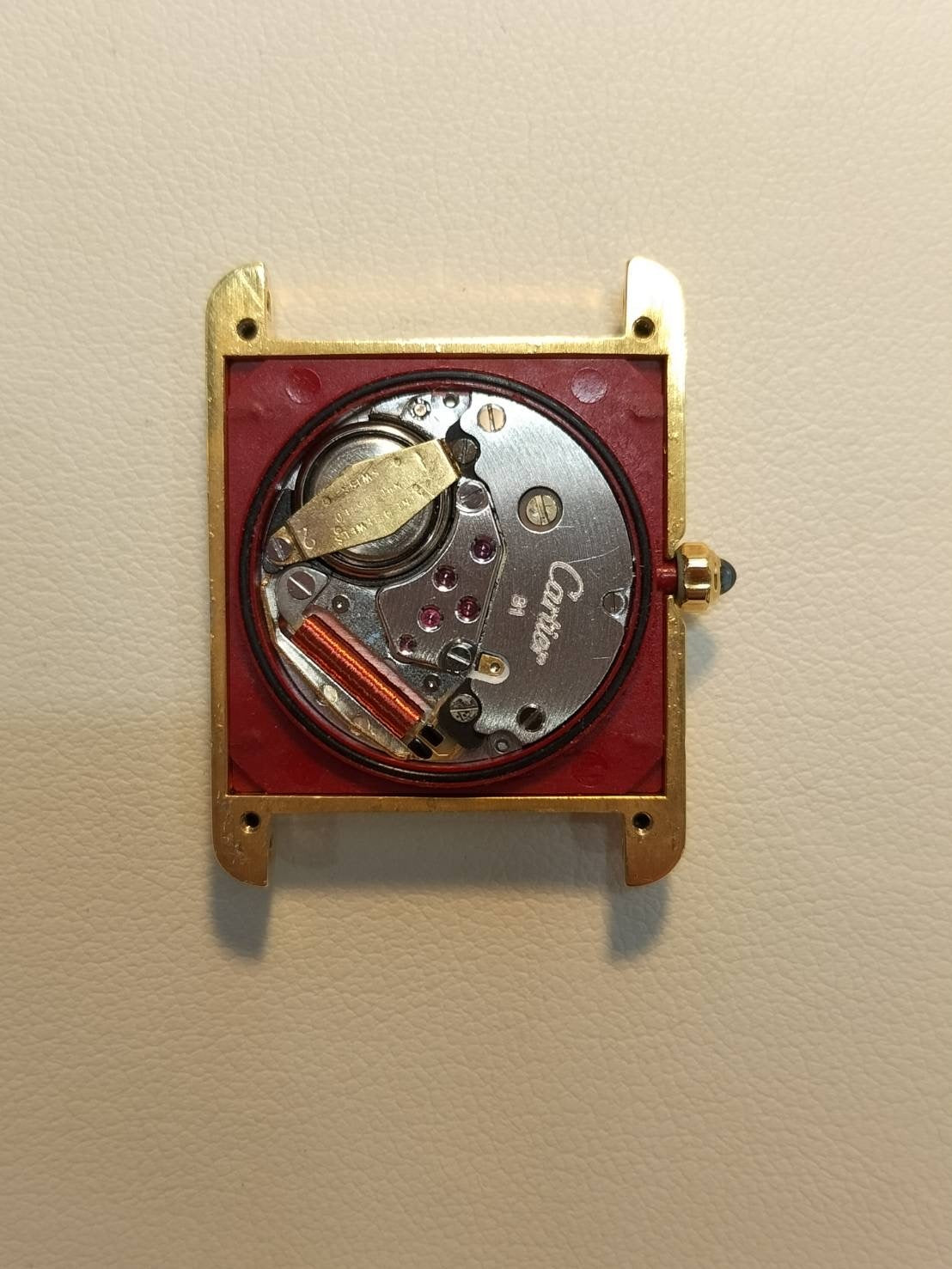 Cartier Must Tank LM 681006 Quartz Caliber 81 SV925 Leather Strap with Genuine GP Buckle, Onyx Dial, Overhauled and Polished to Look Like New