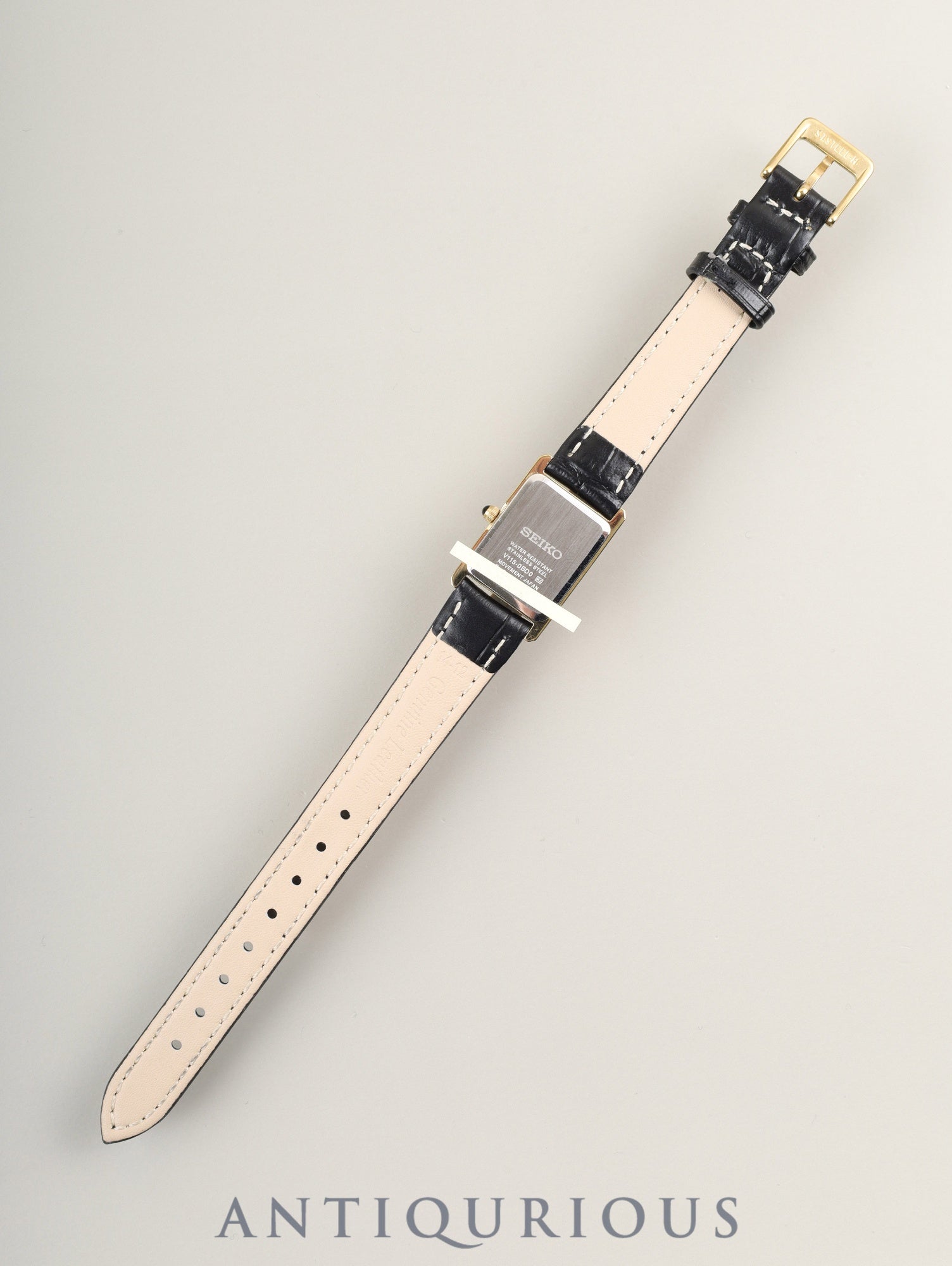 Seiko SUP250P/V115-0BD0 North American Exclusive Import Model, Solar, GP/SS Leather, Genuine GP Buckle, White Roman Dial, Overhauled