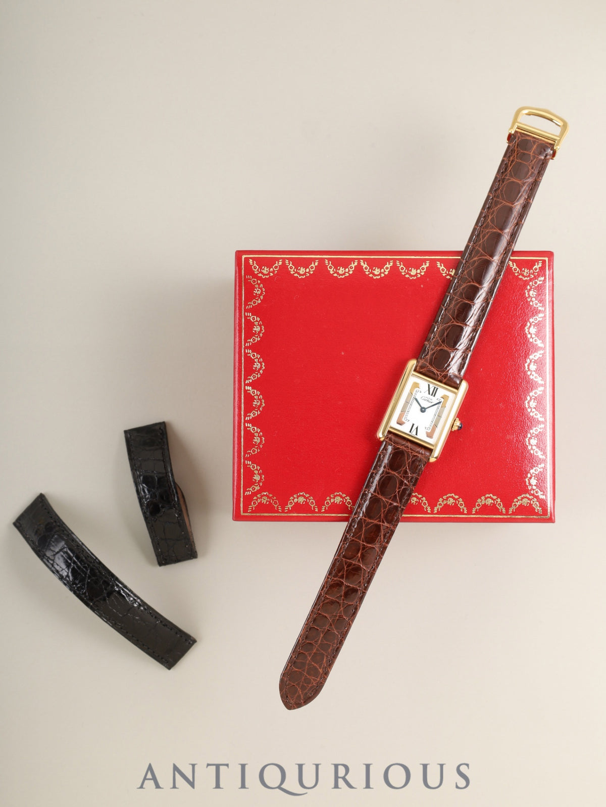 Cartier Must Tank SM 5057001 Quartz Cal.057 SV925 Leather Genuine Deployant Buckle (GP) Trinity Dial (SWISS marking) Box Genuine Leather Strap Included Overhauled