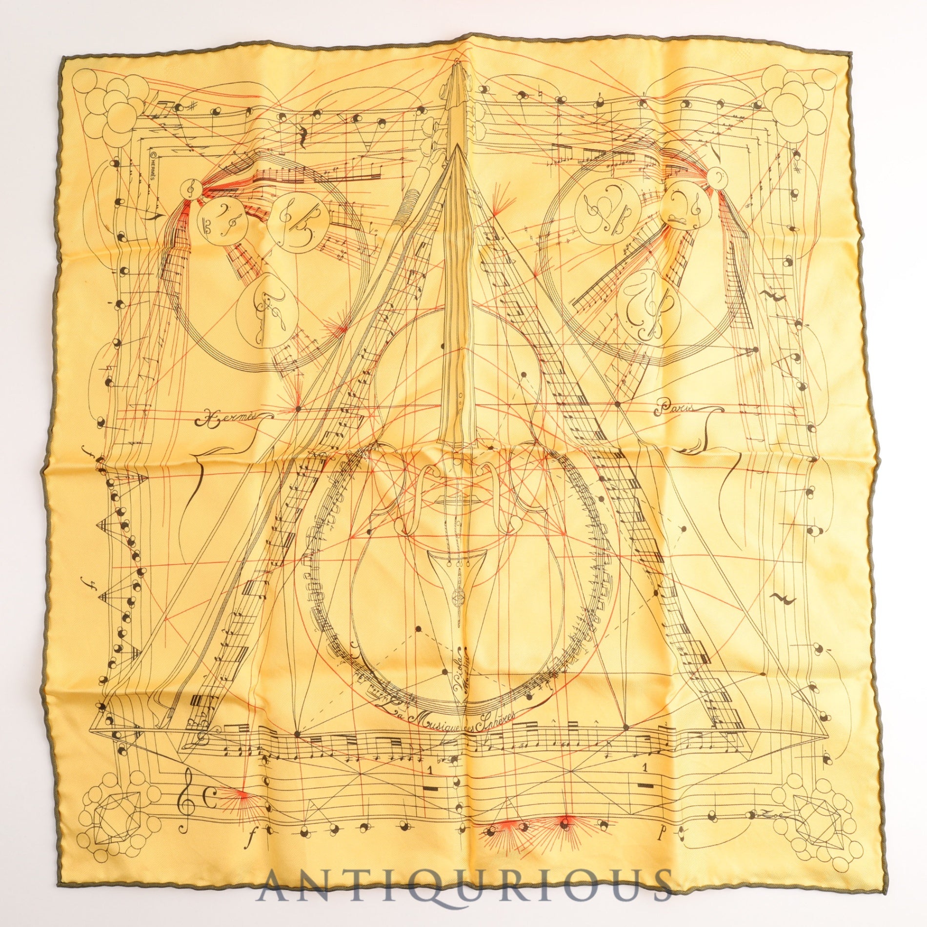 Hermes Scarf Carre 45 Music Played by Spheres SILK100%