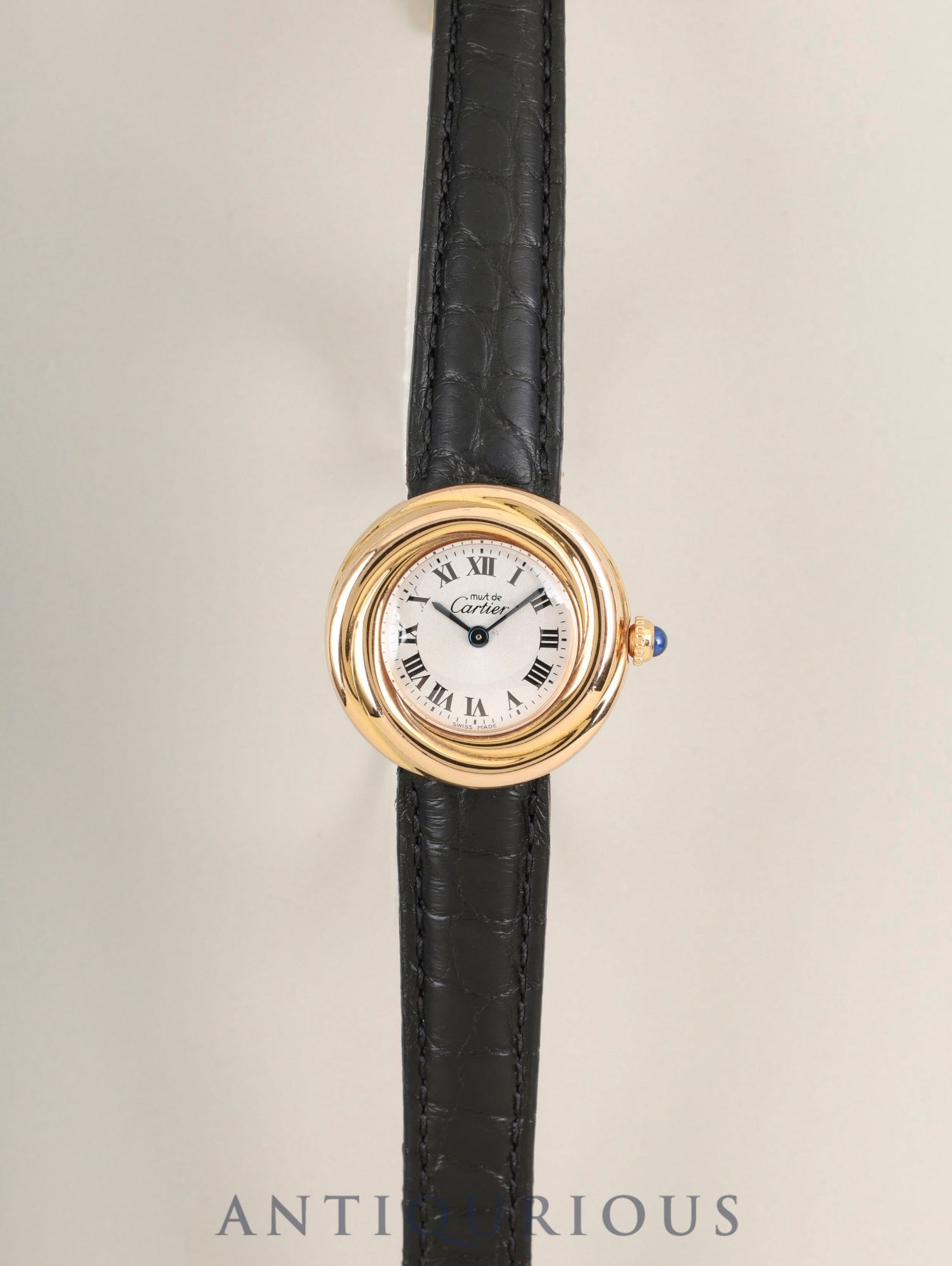 Cartier Must Trinity W1015045 / 2438 Quartz Cal.157 SV925 (PGP) Leather Genuine D-Buckle (GP) Silver Roman Dial Genuine Leather Strap Overhauled