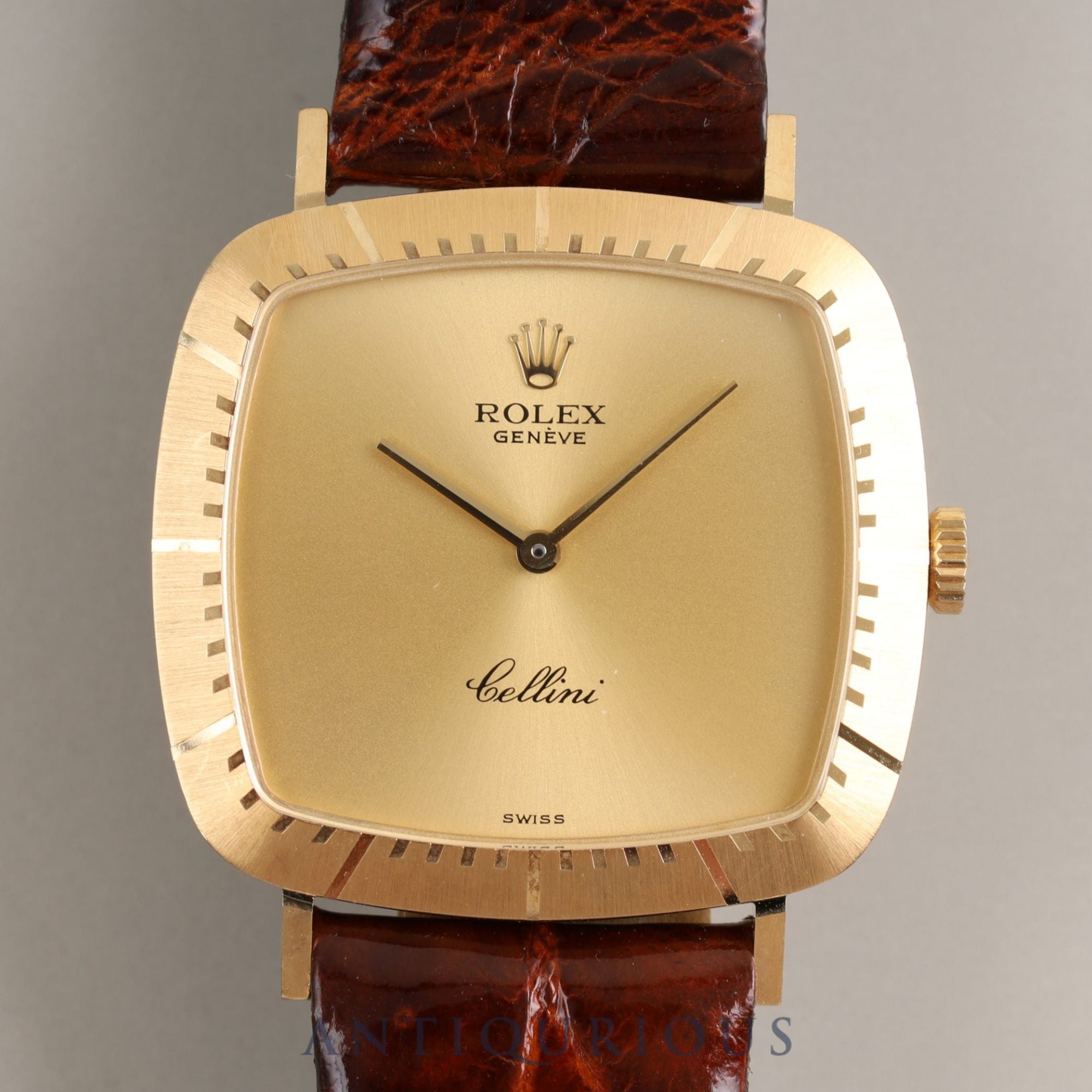 ROLEX CELLINI 4084 Manual winding Cal.1601 18KYG Leather Genuine buckle Gold dial L serial number (1990) Warranty (1990)