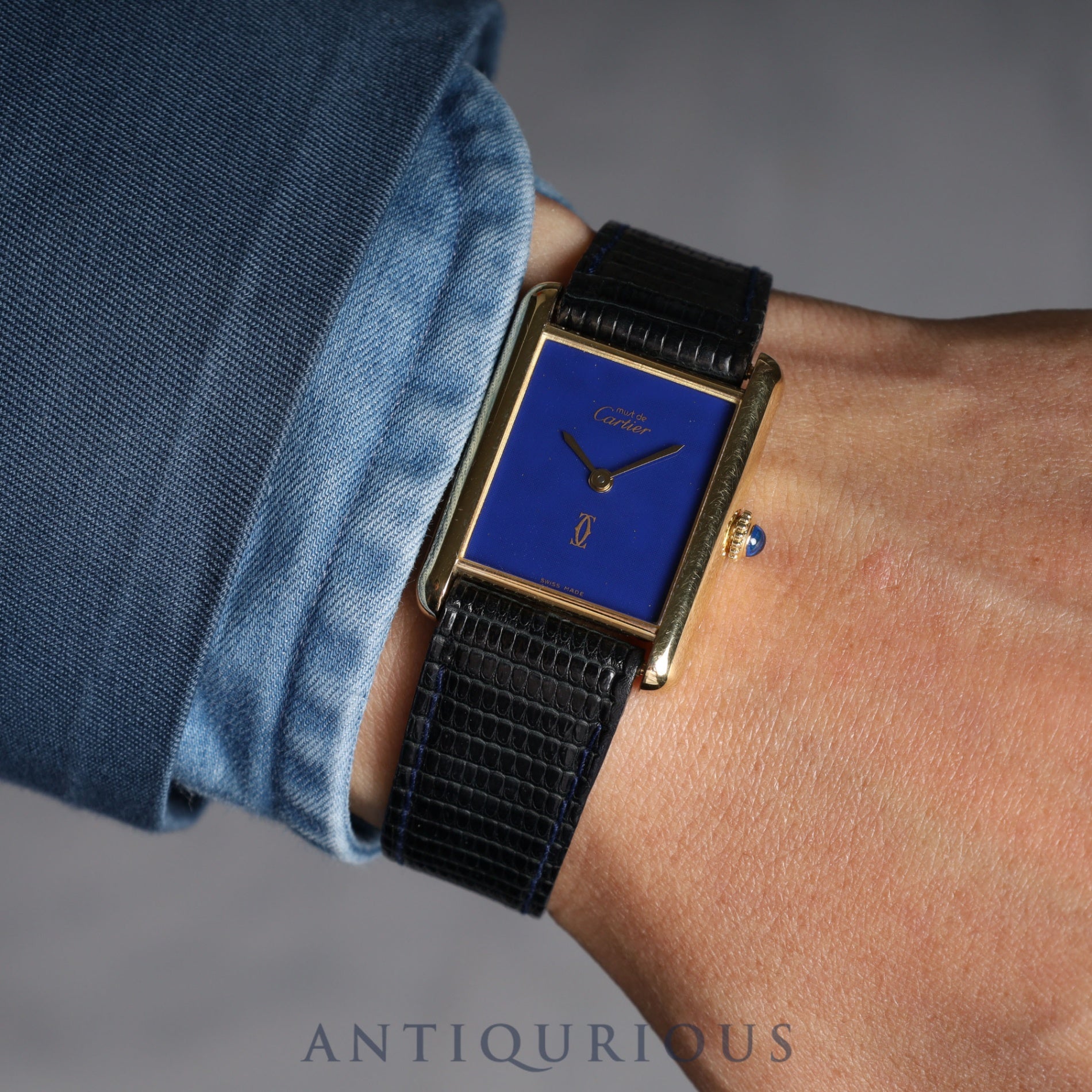 Cartier Must Tank LM Manual Winding Genuine Buckle Belt Lapis Lazuli Dial Cartier Boutique Complete Service