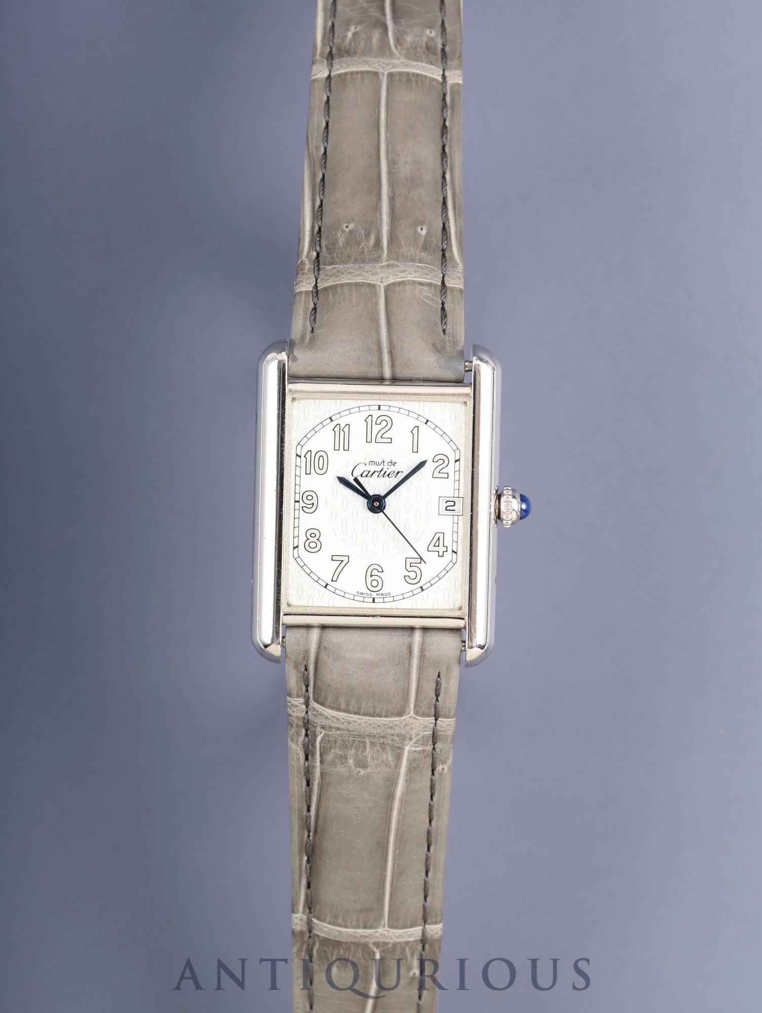 Cartier Must Tank GM (XL) 2414 Quartz Caliber 687 SV925 with genuine leather strap and genuine D-buckle (Stainless steel). Telephone Arabic dial (SWISS MADE inscription). Circa 1999-2003. Overhauled.