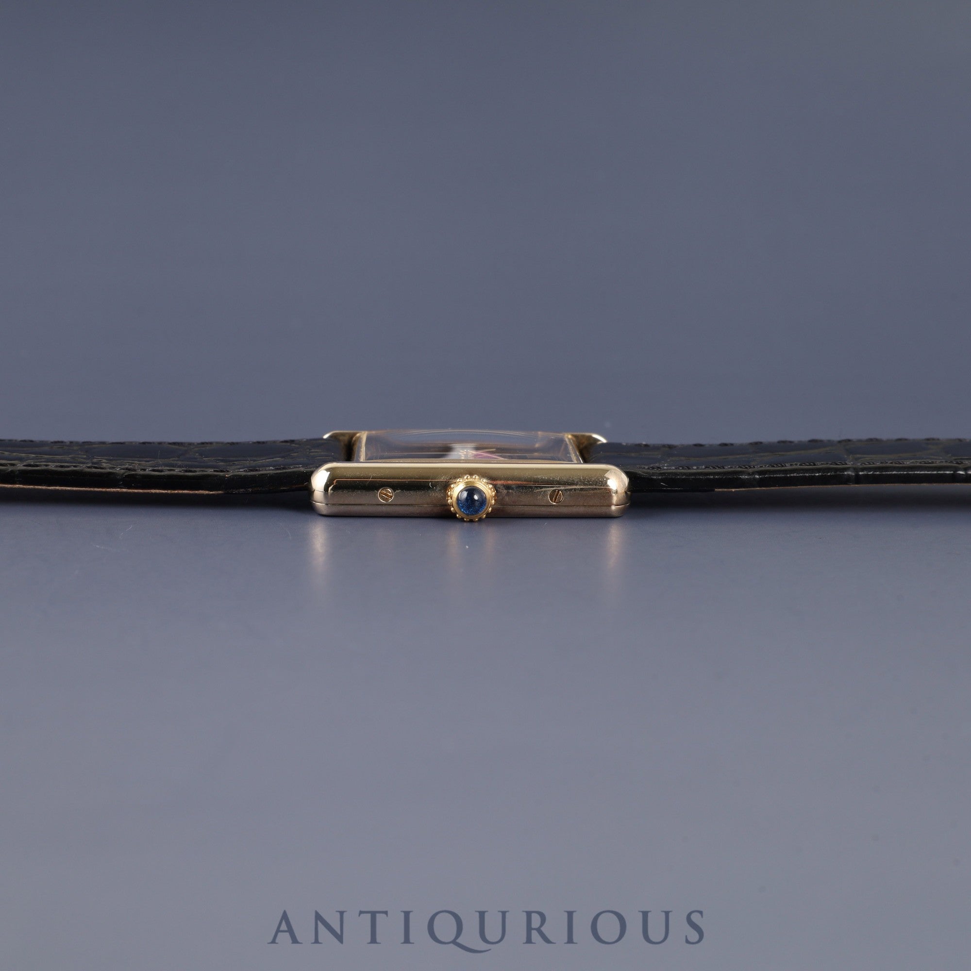 カルティエ マストタンク LM 590005 クォーツ Cal.- SV925 革 純正尾錠（GP）ブラック飛びローマン文字盤 1982年頃～1995年頃 カルティエブティックにてコンプリートサービス済み