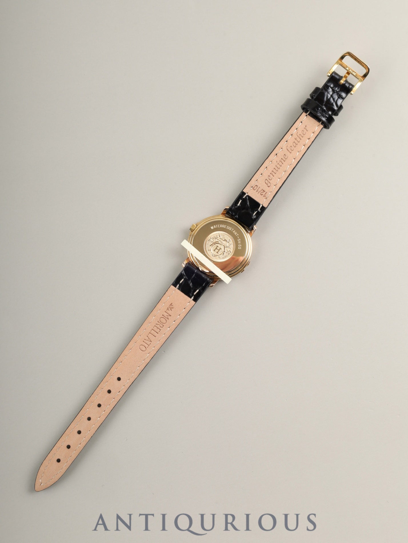 エルメス ルバン 06.32 クォーツ Cal.976.001 750YG 革 純正ピンバックル（GP）ホワイトローマン文字  オーバーホール済み