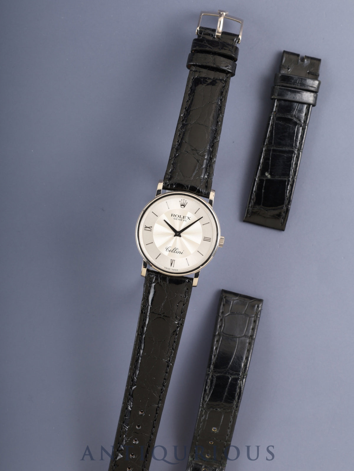 ROLEX Cellini 5115 Hand-wound Cal.1602 750WG Leather Original Pin Buckle (750WG) Silver Roman Dial A-serial (1998-1999) with Original Leather Strap Overhauled