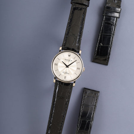 ROLEX Cellini 5115 Hand-wound Cal.1602 750WG Leather Original Pin Buckle (750WG) Silver Roman Dial A-serial (1998-1999) with Original Leather Strap Overhauled