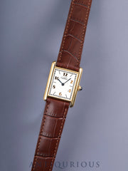 カルティエ マストタンク LM 590005 クォーツ Cal.690 SV925 革 純正Dバックル（GP） 飛びアラビアCC文字盤（SWISS表記） オーバーホール済み