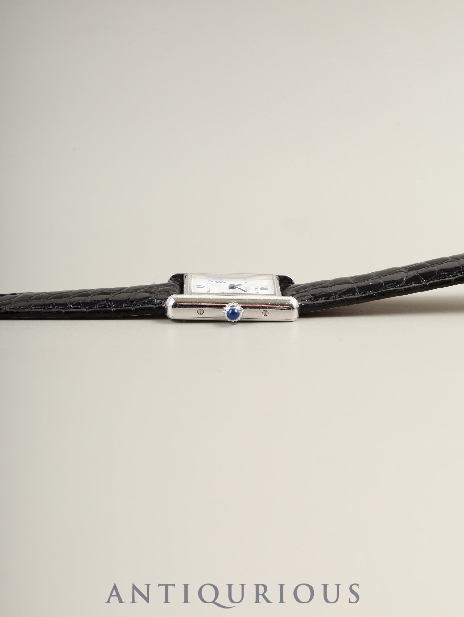 Cartier Must Tank MM W1014054 / 2416 Quartz SV925 Leather Genuine Deployant Buckle (SS) White Dial with Exploding Roman Numerals and Double C (SWISS MADE marking) Complete service done at Cartier boutique
