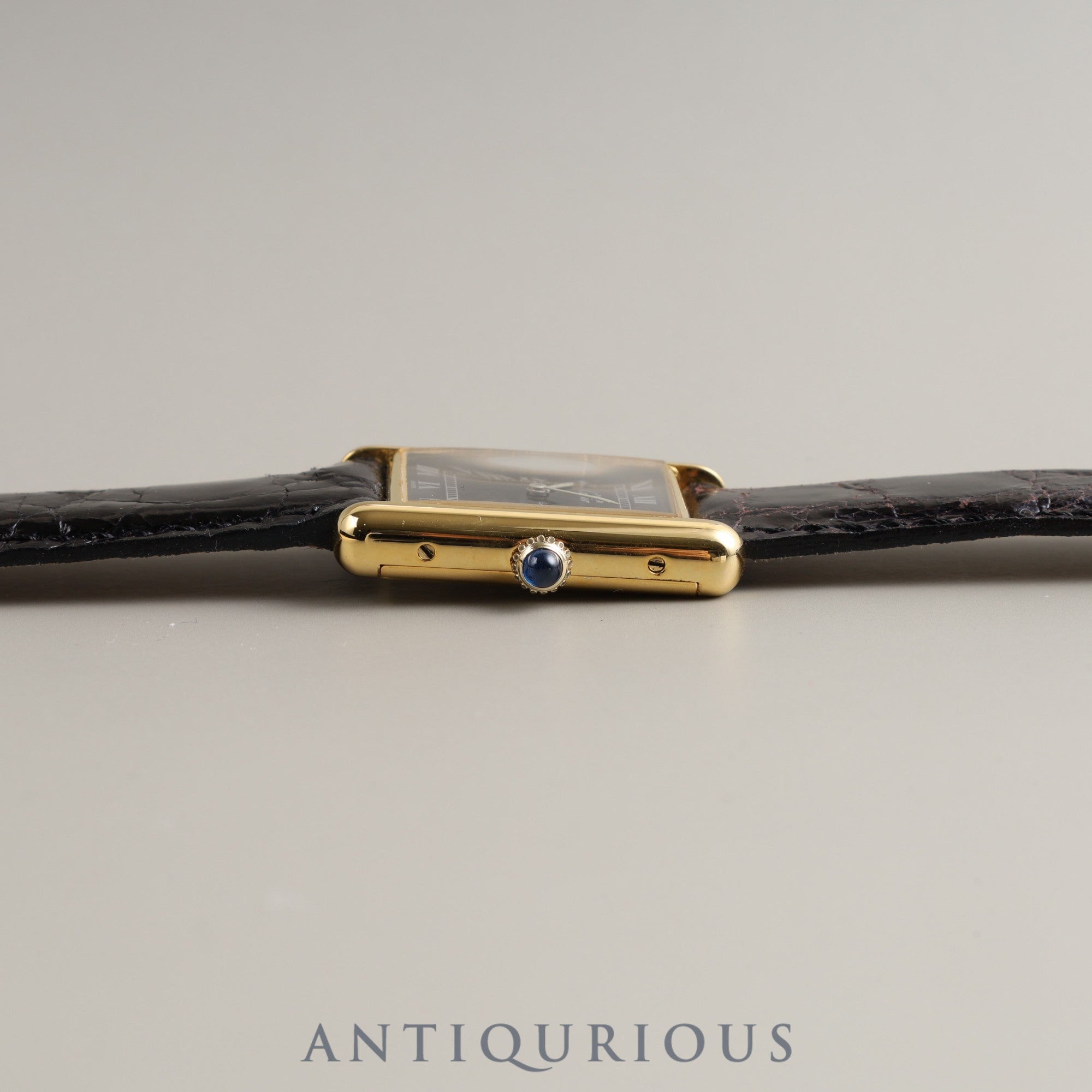 CARTIER Must Tank LM Manual Winding Cal.78-1 925 Leather Genuine Buckle (GP) Black Roman Dial