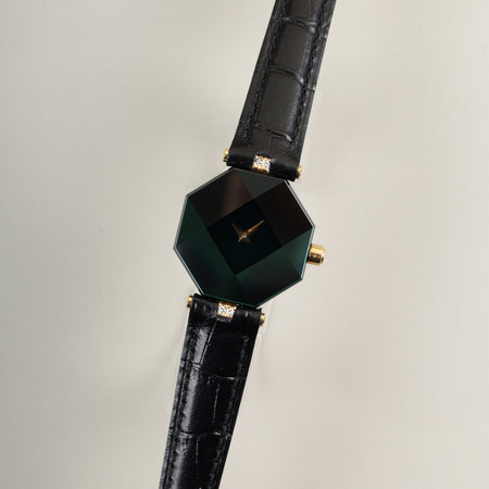 センチュリー エンパイヤ タイム ジェム  クォーツ Cal.ETA280.002 750 ダイヤ 革 純正尾錠（GP） グリーン文字盤 オーバーホール済み