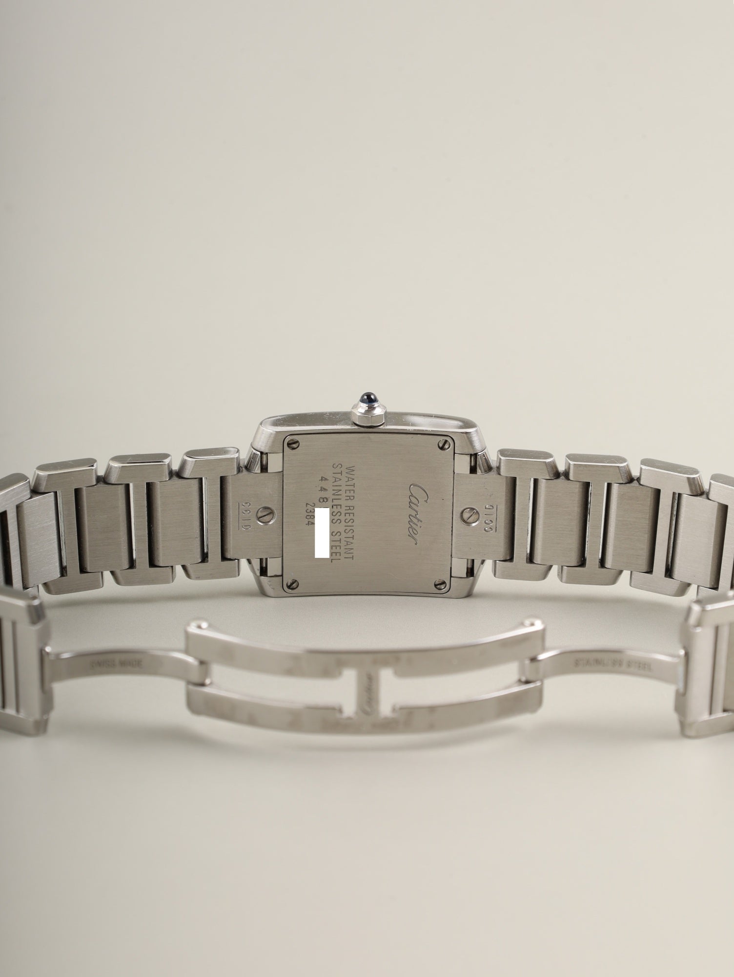 カルティエ タンクフランセーズ SM W51026Q3 / 2384 クォーツ Cal.057 SS SS ブラックローマン文字盤 箱 保証書（2003年）オーバーホール済み