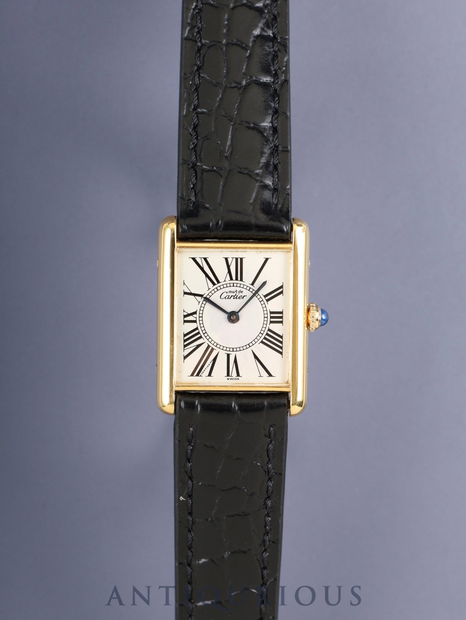 カルティエ マストタンク LM 590005 クォーツ Cal.90 SV925 革 純正ピンバックル（GP）オパラン文字盤（SWISS表記）オーバーホール済み 新品仕上げ済み