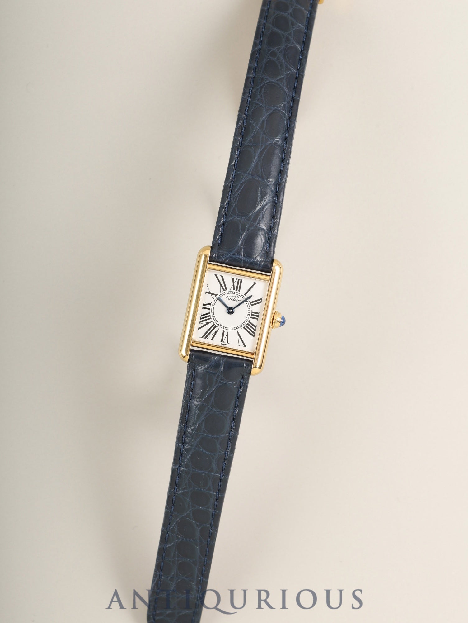 Cartier Must Tank SM 5057001 Quartz Cal.057 SV925 Leather Genuine Deployant Buckle (GP) Opaline Dial (SWISS marking) Warranty (1995) Overhauled