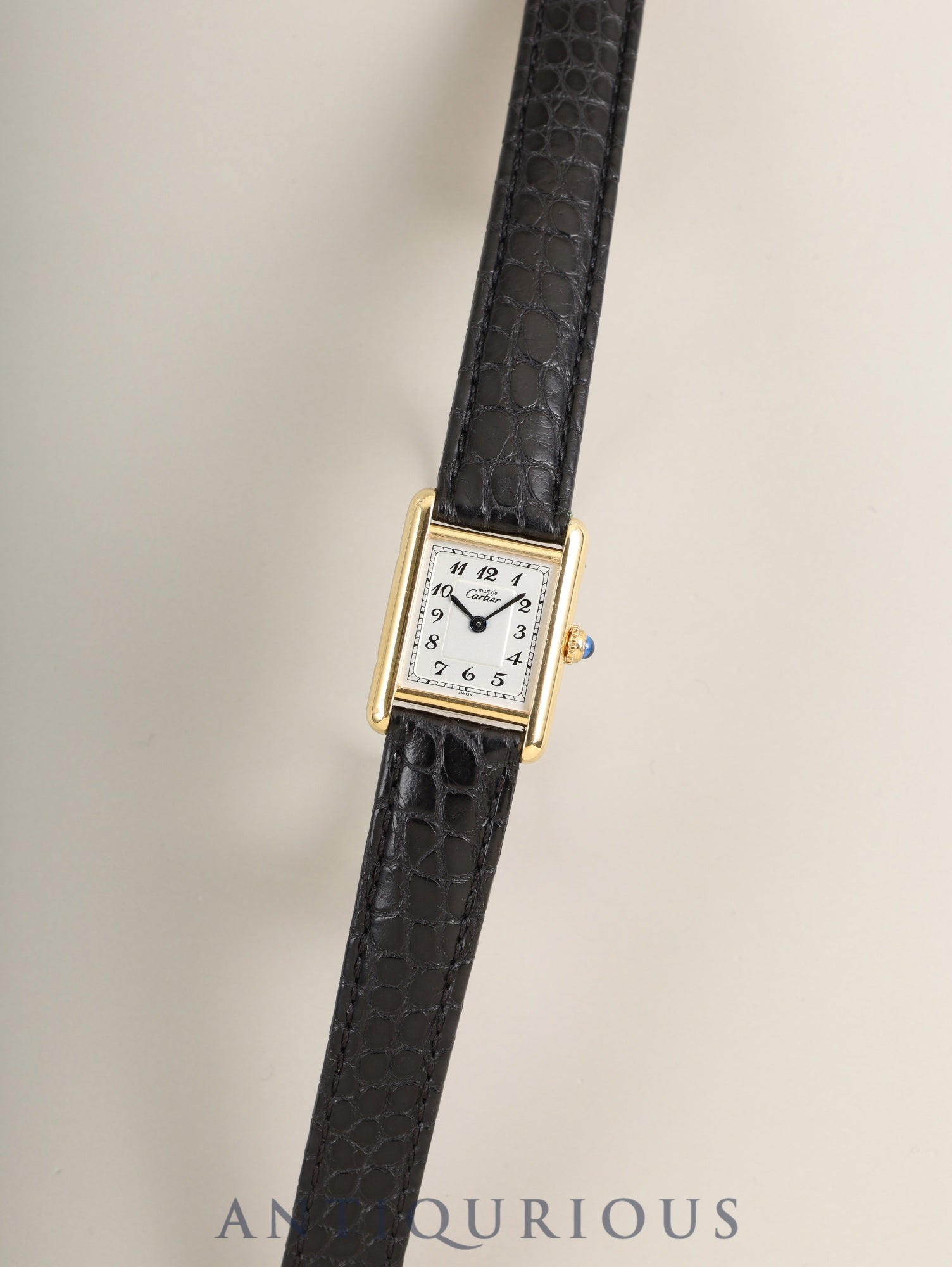 カルティエ マストタンク SM 5057001 クォーツ Cal.057 SV925 革 純正Dバックル（GP）アラビア文字盤（SWISS表記）オーバーホール済み 新品仕上げ済み