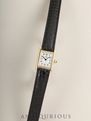 カルティエ マストタンク SM 5057001 クォーツ Cal.057 SV925 革 純正Dバックル（GP）アラビア文字盤（SWISS表記）オーバーホール済み 新品仕上げ済み