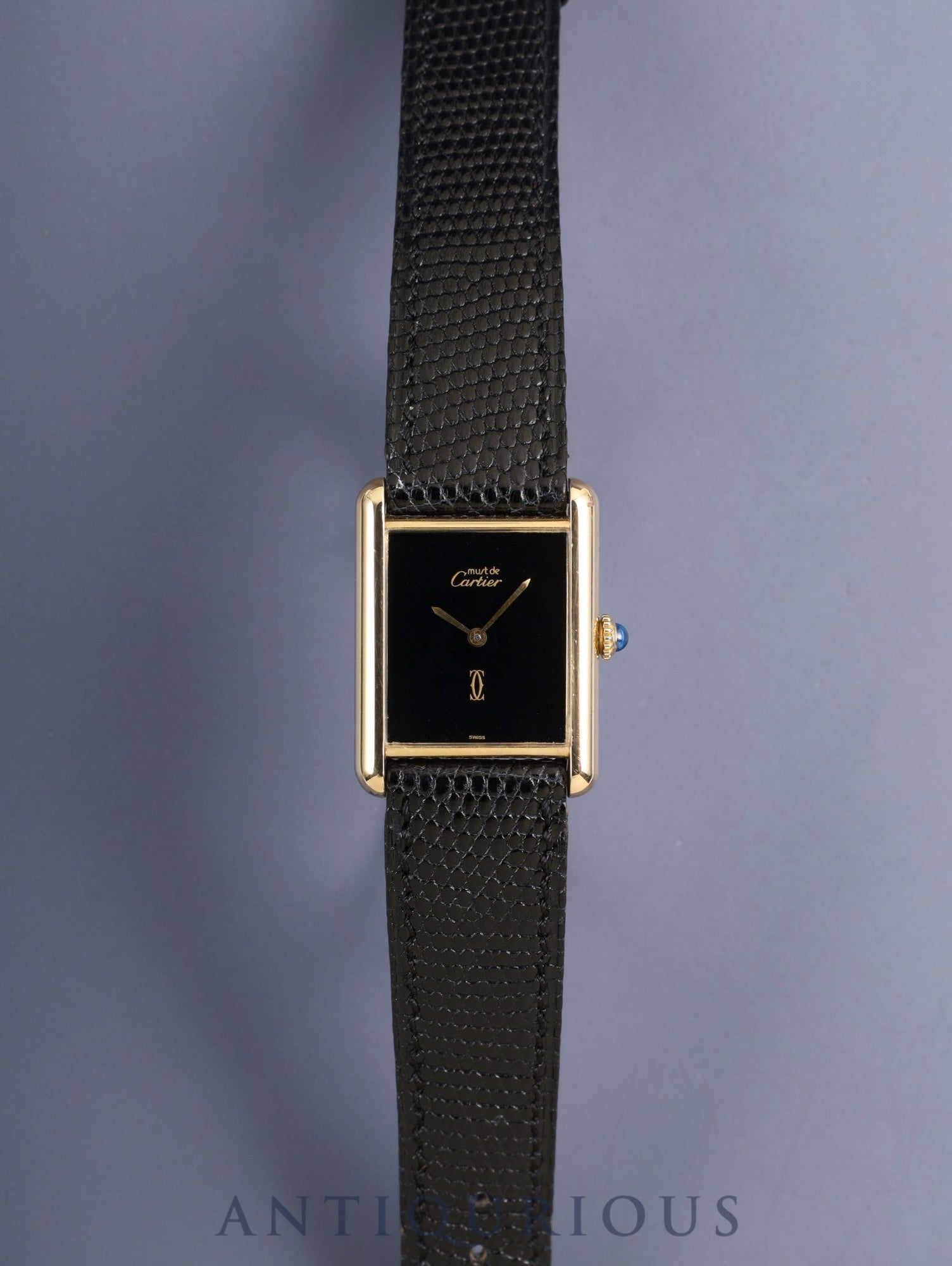 カルティエ マストタンク LM 手巻き Cal.78-1 SV925 純正革ベルト 純正ピンバックル（GP）オニキス文字盤（SWISS表記 ）オーバーホール済み