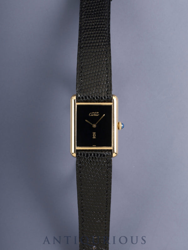 カルティエ マストタンク LM 手巻き Cal.78-1 SV925 純正革ベルト 純正ピンバックル（GP）オニキス文字盤（SWISS表記 ）オーバーホール済み
