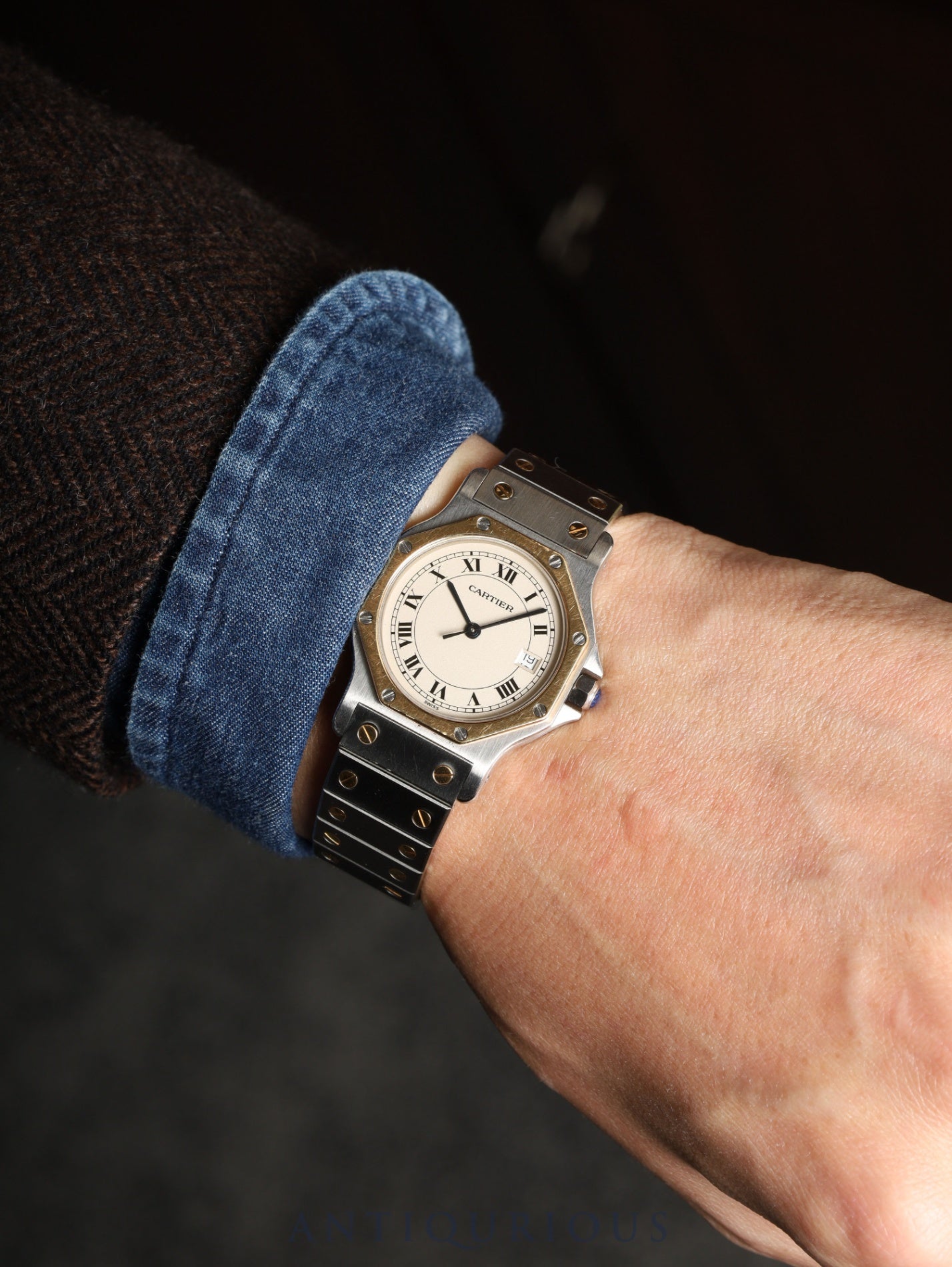 カルティエ　Cartier サントスオクタゴン　ラウンド コマ C688] カルティエ サントスラウンド（オクタゴン）LMサイズ YG/SS [販売済]